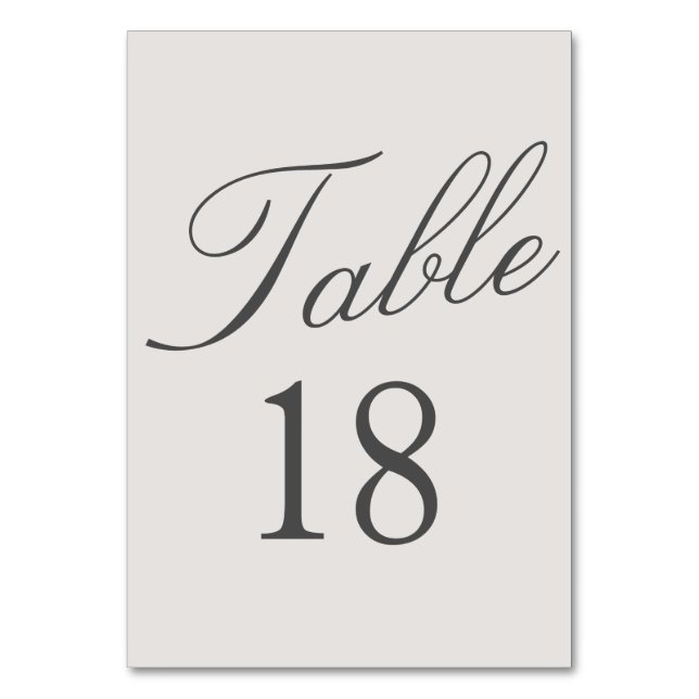 Numéro De Table Mariage Simple Couleur Uni Gris (Par défaut)