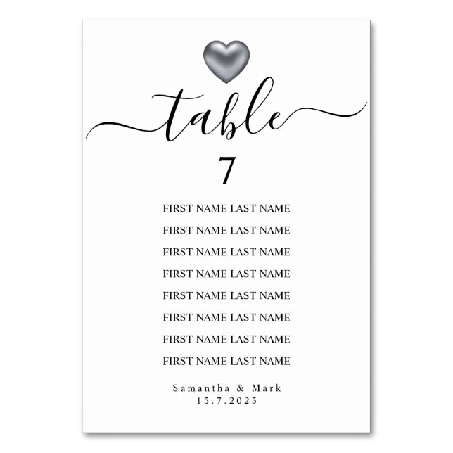Numéro De Table Mariage simple moderne de typographie cardiaque ar (Par défaut)