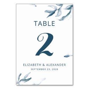 Numéro De Table Mariage simple moderne romantique couleur bleue