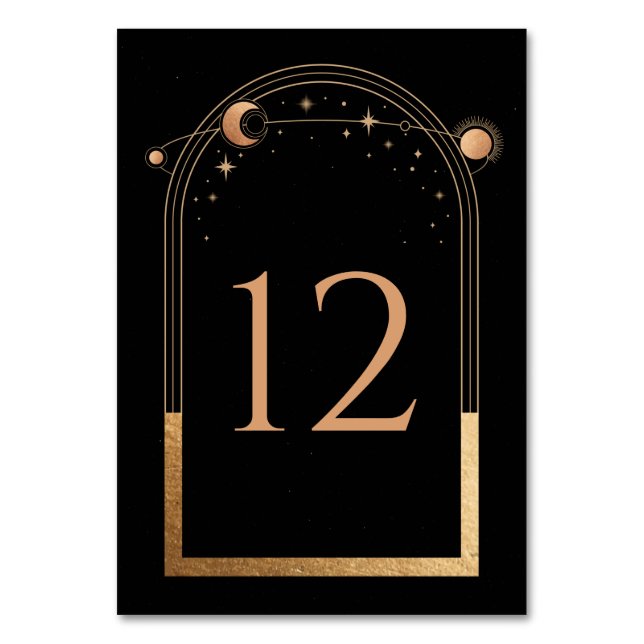 Numéro De Table Mariage Soleil Lune Noir Céleste (Par défaut)
