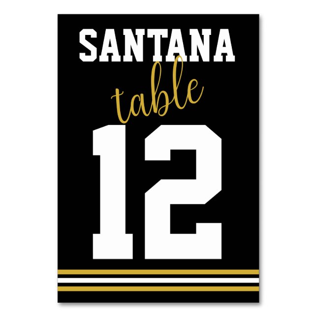 Numéro De Table Mariage sportif moderne Black Gold Nom de la table (Par défaut)