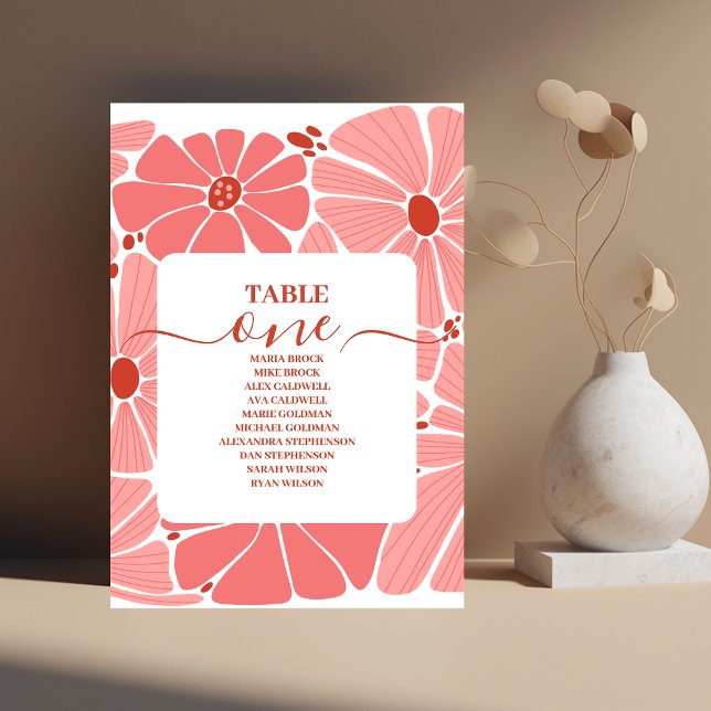 Numéro De Table mariage super moderne marguerite rose (Créateur téléchargé)