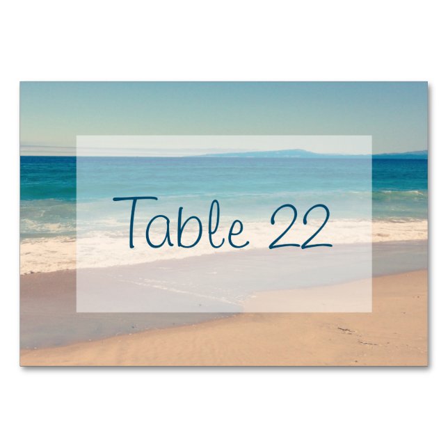 Numéro De Table Mariage sur la plage Aqua (Devant)