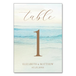 Numéro De Table Mariage sur la plage au coucher du soleil