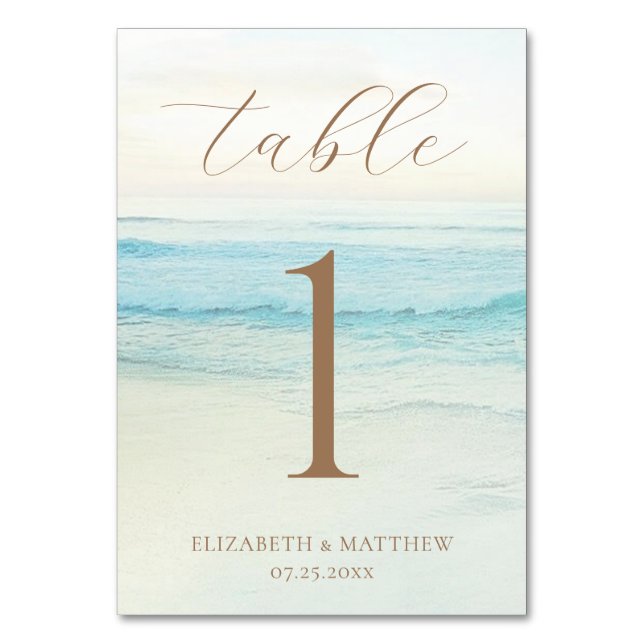 Numéro De Table Mariage sur la plage au coucher du soleil (Par défaut)