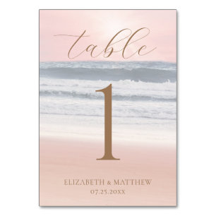 Numéro De Table Mariage sur la plage au coucher du soleil