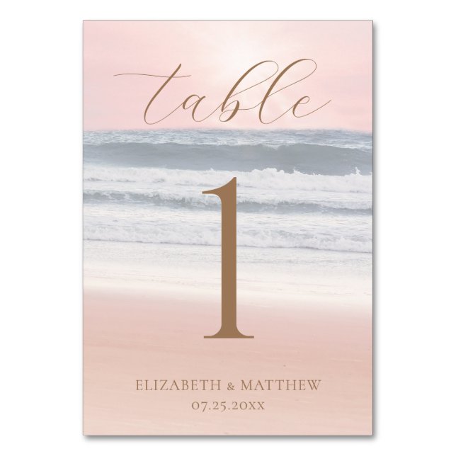 Numéro De Table Mariage sur la plage au coucher du soleil (Par défaut)