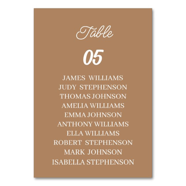 Numéro De Table Mariage sur mesure Brown (Par défaut)