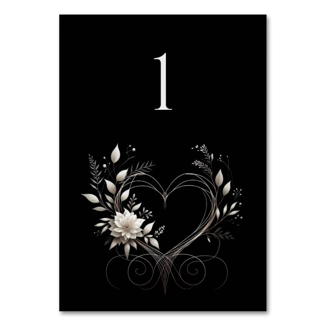 Numéro De Table Mariage Tableau Numéro-Fleurs modernes avec un coe (Par défaut)