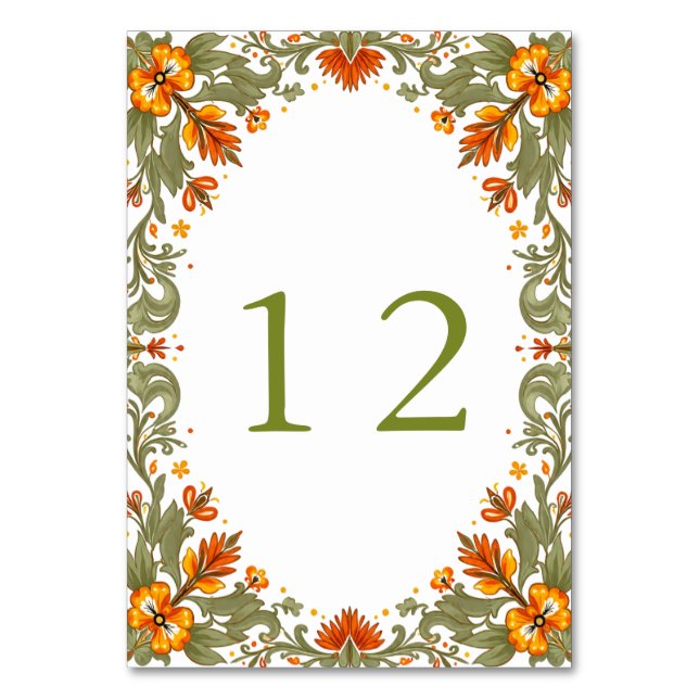 Numéro De Table Mariage Talavera Vert Fiesta Mexicaine (Par défaut)