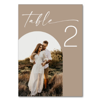 Numéro De Table Mariage Taupe Poussiéreux | Moderne Photo Neutre e