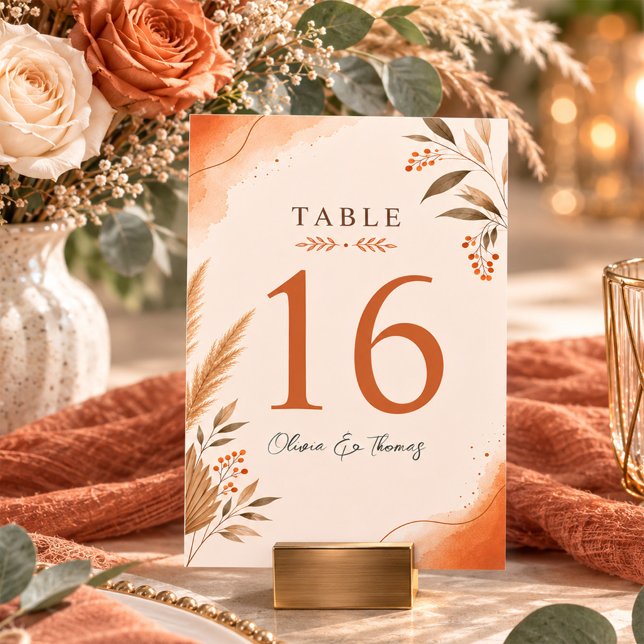 Numéro De Table Mariage Terracotta Bohème Moderne Rustique (Créateur téléchargé)
