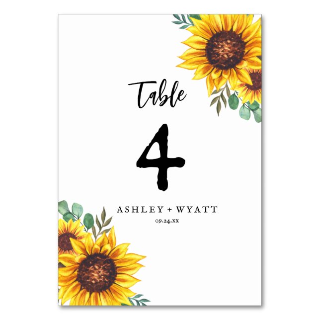 Numéro De Table Mariage Tournesol Jaune Moderne (Par défaut)