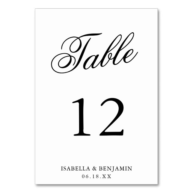 Numéro De Table Mariage traditionnel noir et blanc Formal élégant (Par défaut)