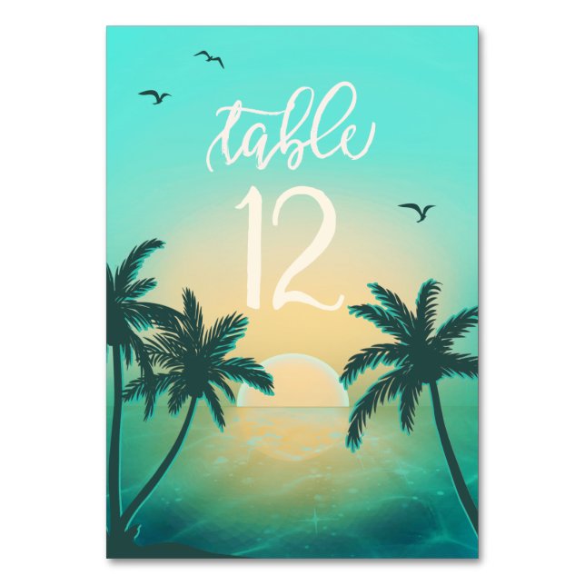 Numéro De Table Mariage Tropical Isle Sunrise Teal ID581 (Par défaut)