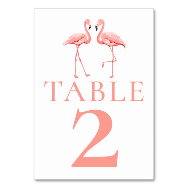 Numéro De Table Mariage Tropical sur la Plage Rose Flamant Rose Sh (Par défaut)