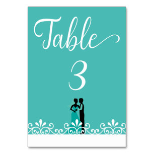 Numéro De Table Mariage Turquoise Blanc Élégant Mariage