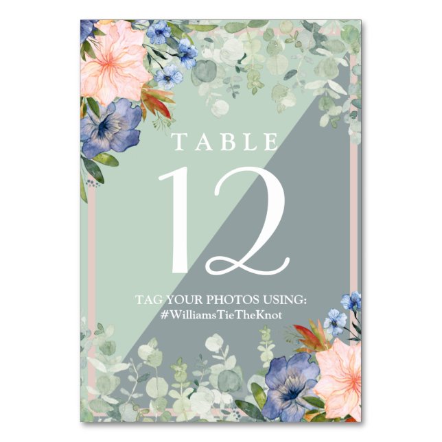 Numéro De Table Mariage vert de pêche bleu foncé (Par défaut)