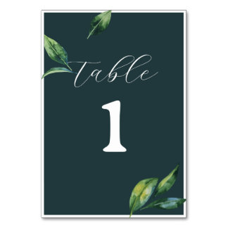 Numéro De Table Mariage Vert Élégance Minimaliste