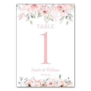 Numéro De Table Mariage vert Eucalyptus Pony Rose Bleu