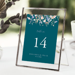 Numéro De Table Mariage vert Fleur sauvage multicouleur été