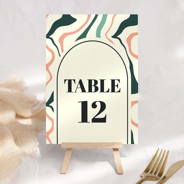 Numéro De Table Mariage Vert Menthe Et Rose Arc En Spirale Rétro (Créateur téléchargé)