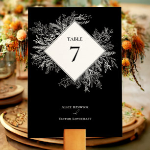 Numéro De Table Mariage vert noir et blanc