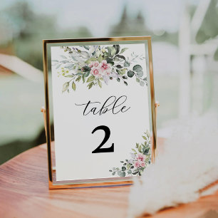 Numéro De Table Mariage vert rose pâle Numéros de tableau