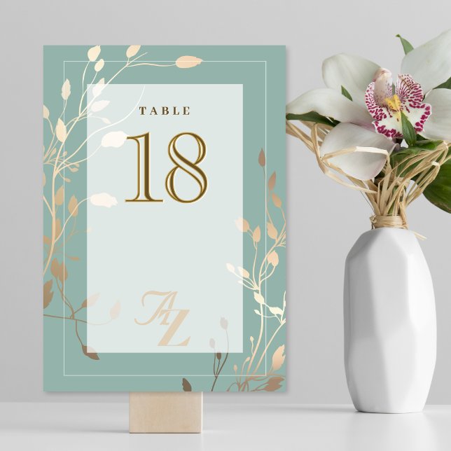 Numéro De Table Mariage Vert Sauge et Or (Créateur téléchargé)