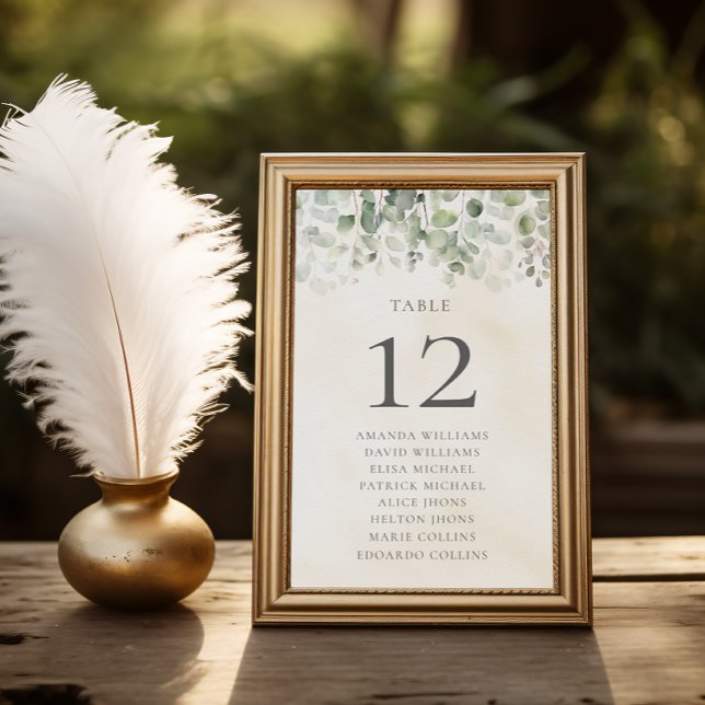 Numéro De Table Mariage Vert Sauge Eucalyptus (Créateur téléchargé)