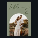 Numéro De Table Mariage Vert Sauge | Photo Minimaliste Moderne<br><div class="desc">Cette carte de numéro de table vert sauge présente une mise en page moderne et épurée avec un espace pour votre propre photo, vous permettant de personnaliser chaque table de manière simple et significative. Le fond vert sauge ajoute une tonalité calme et naturelle qui se marie parfaitement avec les palettes...</div>