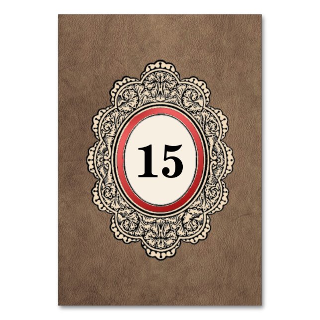 Numéro De Table Mariage Vertical de Style Cuir (Par défaut)
