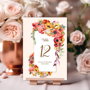 Numéro De Table Mariage Vibrant Poppies
