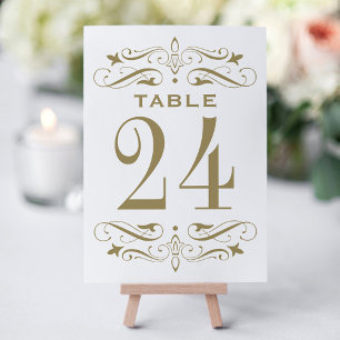 Numéro De Table Mariage Vintage Antique Orné de Doré