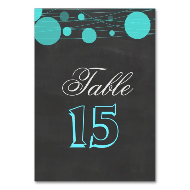 Numéro De Table Mariage vintage Chalkboard bleu lanterne (Dos)