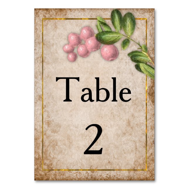 Numéro De Table Mariage vintage de baies roses (Par défaut)