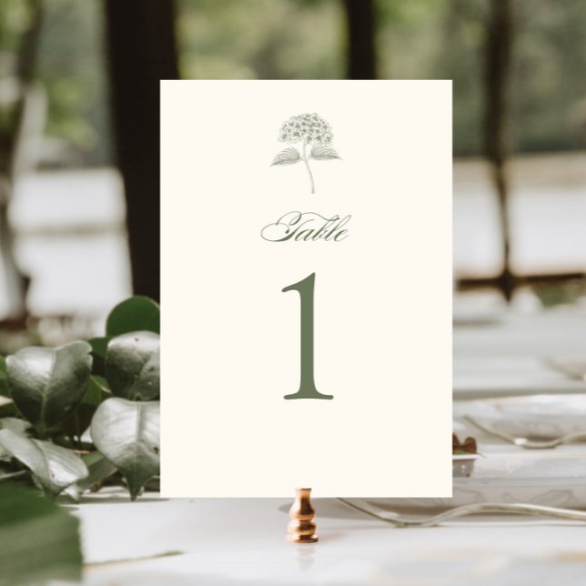 Numéro De Table Mariage Vintage Hydrangea Sauge (Créateur téléchargé)