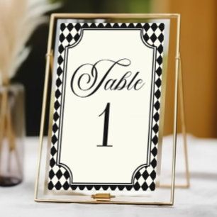 Numéro De Table Mariage Vintage Luxueux Noir Ivoire Vieille Fortun
