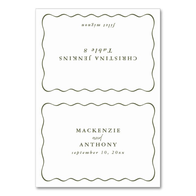 Numéro De Table Mariage Wavy Frame Personnalisé Nom d'hôte Vert (Par défaut)