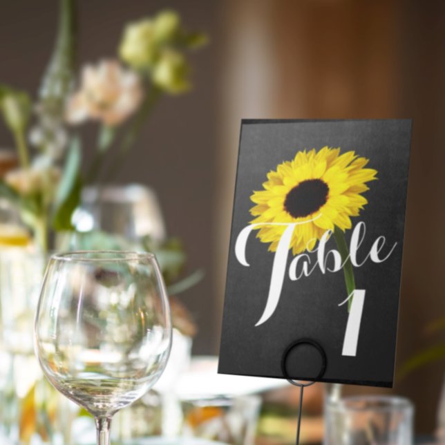 Numéro De Table Mariée d'automne Chalkboard Sunflower Party (Créateur téléchargé)