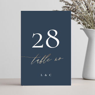 Numéro De Table Marine Bleu Blanc Élégant Mariage classique or