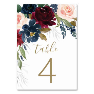 Numéro De Table Marine Bleu Bourgogne Bleu rose Argent Mariage Or