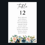 Numéro De Table Marine bleu et rose Floral Numéro de tableau Siège<br><div class="desc">Habillez vos tables de mariage ou de fête avec votre Navy,  Dusty Blue & Pink Floral Numéro de table de siège</div>