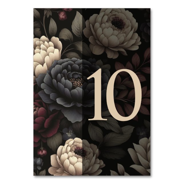 Numéro De Table Marine Blue & Burgundy Moody Floral Tableau 10 (Par défaut)