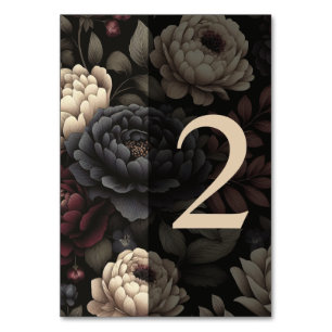 Numéro De Table Marine Blue & Burgundy Moody Floral Tableau 2