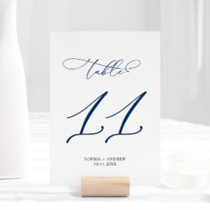 Numéro De Table Marine Blue Élégante calligraphie Tableau 11 Maria