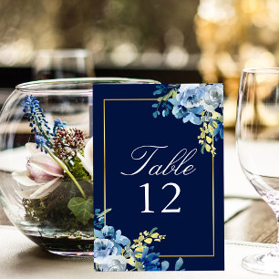 Numéro De Table Marine Blue Gold Elegant Floral Mariage Numéro de 