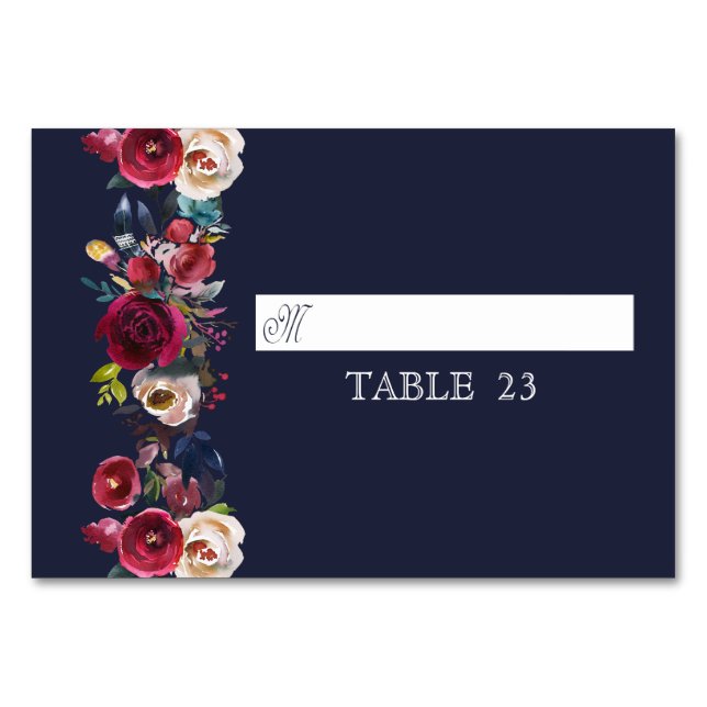 Numéro De Table Marine Bourgogne Merlot Mariage Table Place Card (Devant)