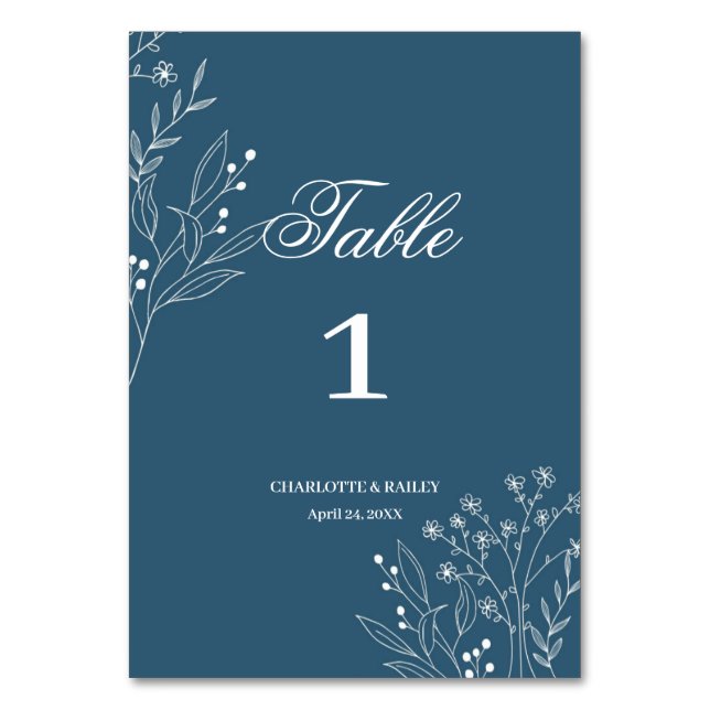 Numéro De Table Marine Corner Floral Boho Mariage (Par défaut)