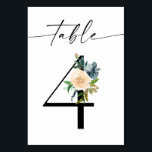 Numéro De Table Marine, Dusty Blue & Pink Floral Tableau Numéro 4<br><div class="desc">Habillez vos tables de mariage ou de fête avec votre carte de numéro de tableau bleu et rose marine,  numéro 4. Disponible également en nombre modifiable. Consultez notre collection pour les voir ici : https://www.zazzle.com/collections/navy_dusty_blue_pink_blush_floral_invitations-119375130976041409?rf=238937196885903396</div>